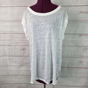 Wrap London Shirt Womens US 12 White 100% Linen Slub Scoop Neck Sleeveless WT79